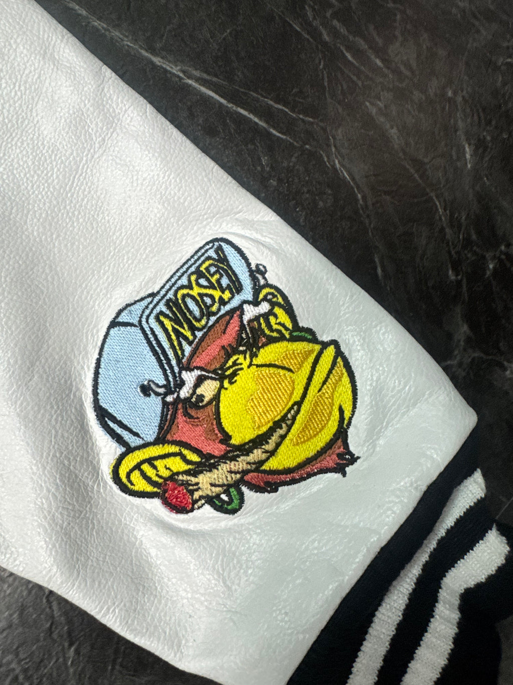 White/Black Nosey Varsity Jacket