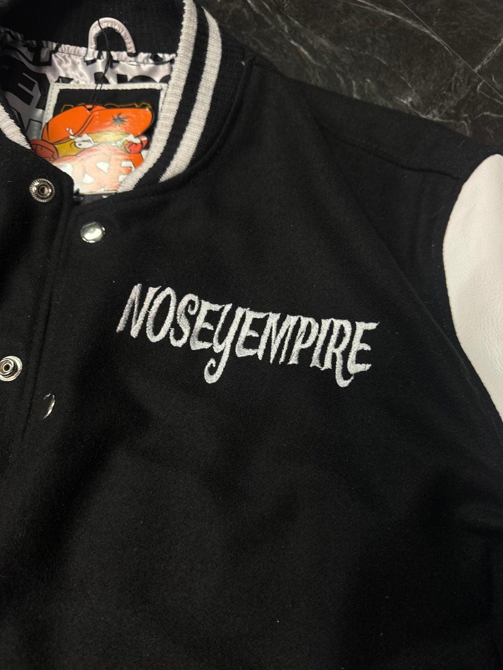 White/Black Nosey Varsity Jacket